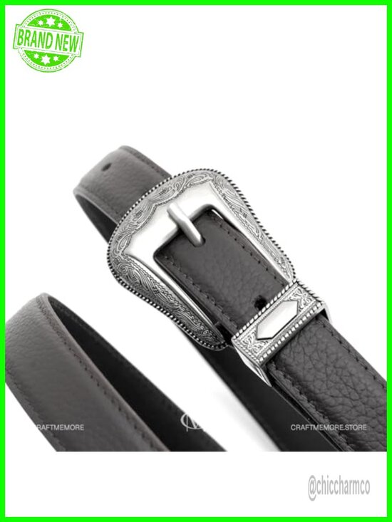 Genuine Cowhide Leather Belt with Oxidized Buckle 3/4 Inch